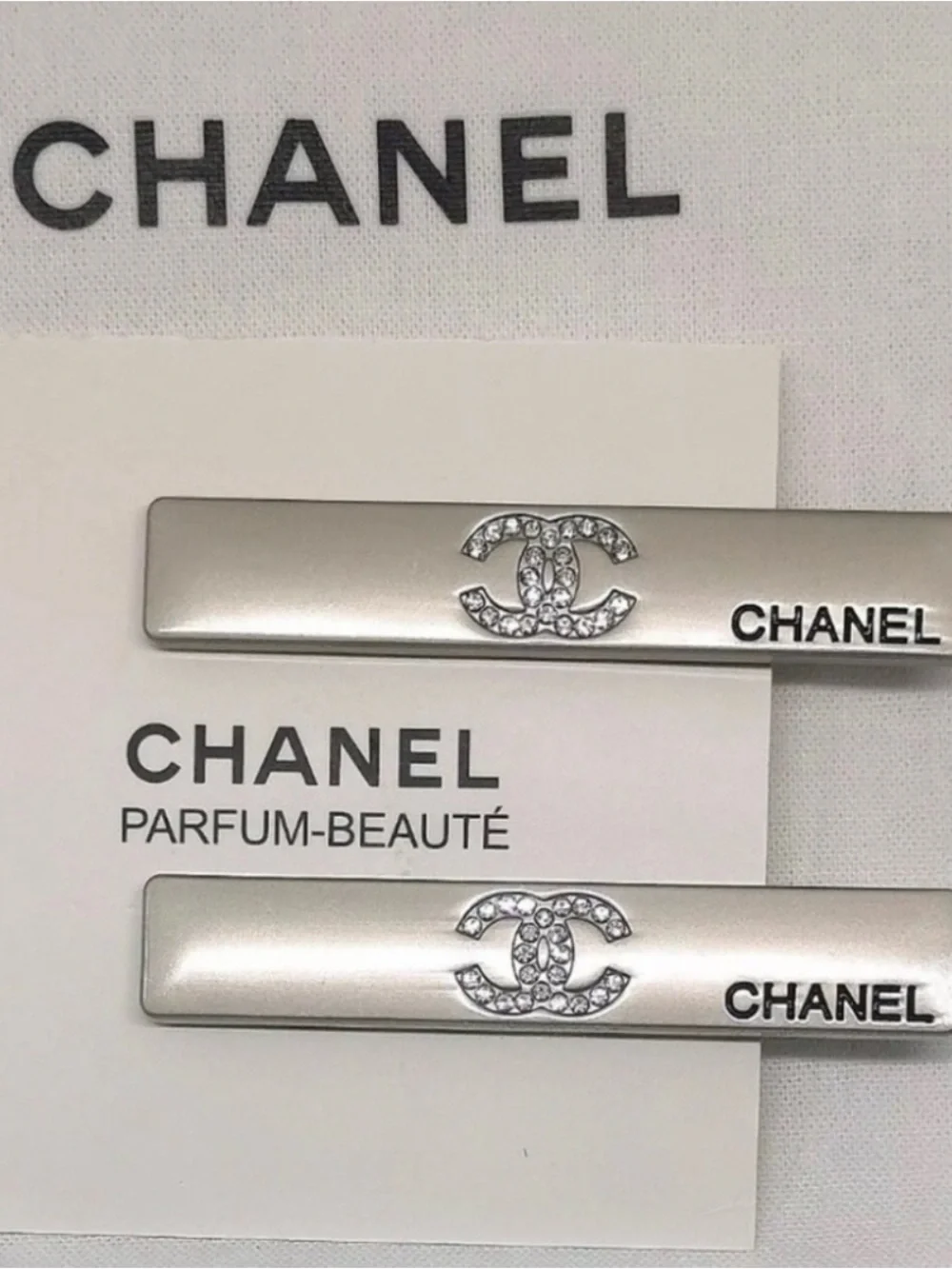 Silver Crystal Hair Clips - Set of 2